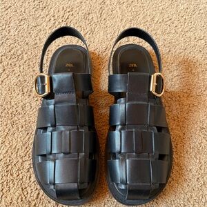 Zara Black Sandals with Gold Accent
